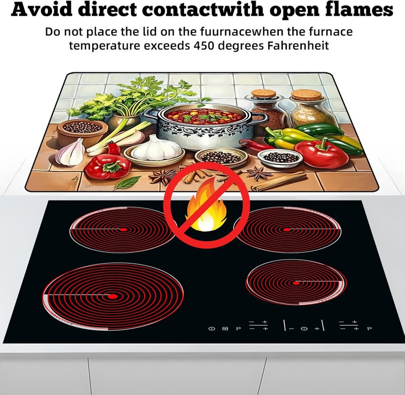 AOHMPT Multi-Design Stove Top Cover for Glass/Electric Stoves - 3-in-1 Heat-Resistant Protector Mat, Non-Slip Drying Rack 28"x20" - Image 3